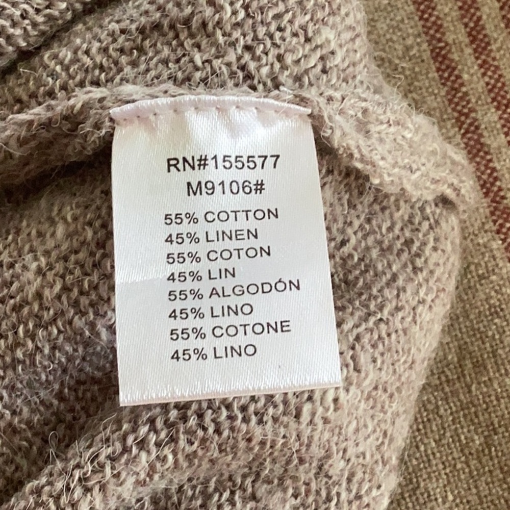 Miracle USA light cotton, linen cropped sweater in tan and cream S/M - Picture 7 of 7